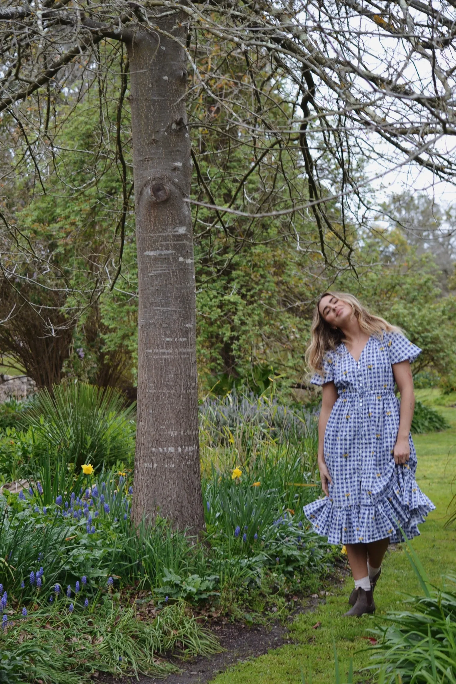 100% RECYCLED COTTON - DULCIE DRESS BLUE GINGHAM