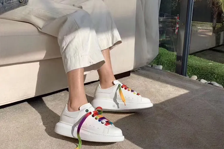 ALISANDRO MOQUEN PRIDE RAINBOW LACE UP LEATHER CHUNKY SOLE UNISEX SNEAKER