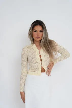 Axel Cardigan Pastel Yellow Lace