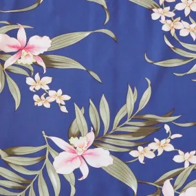 Bamboo Orchid Blue Hawaiian Rayon Fabric by the Yard