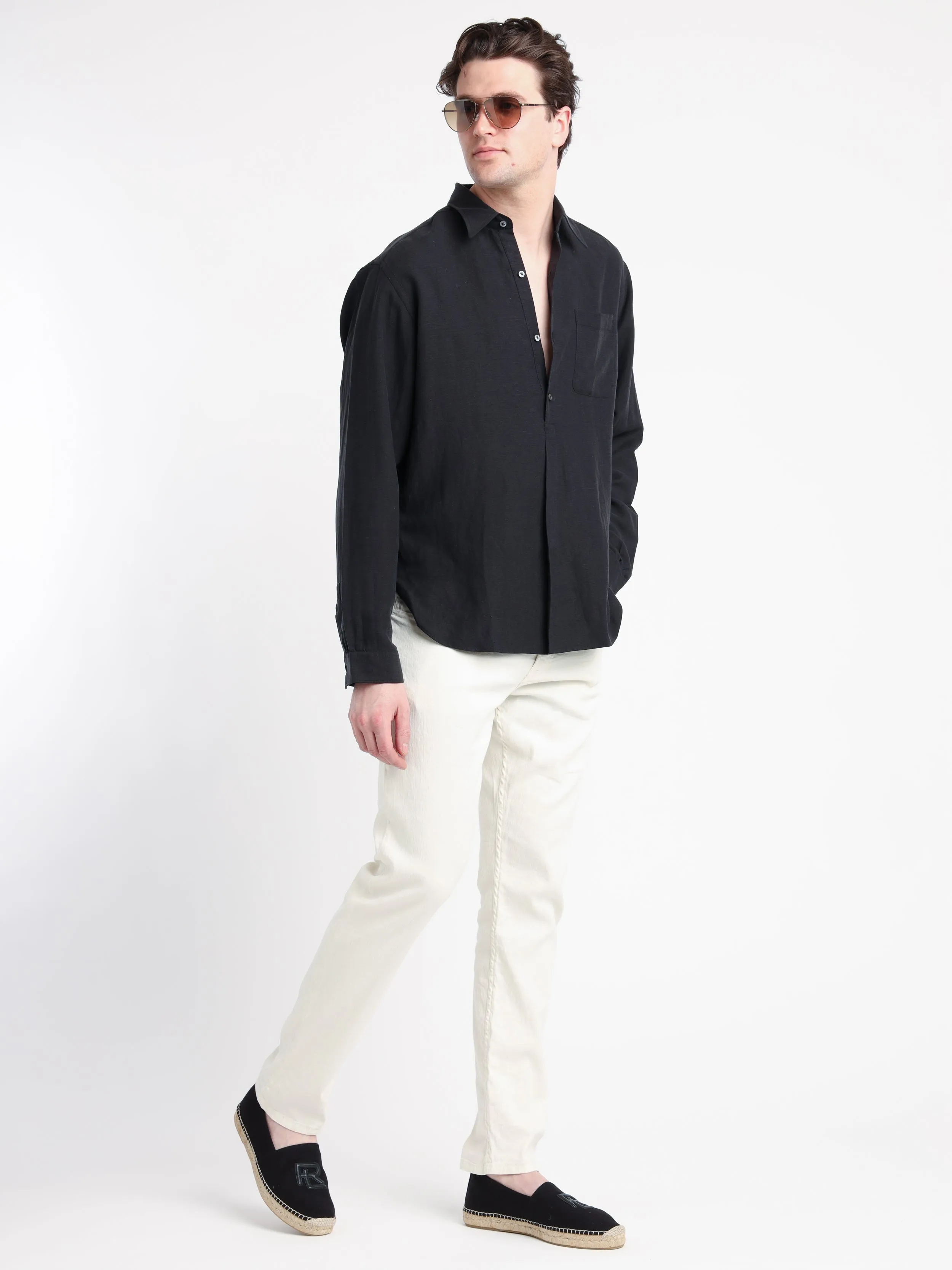 Black Silk-Linen Shirt