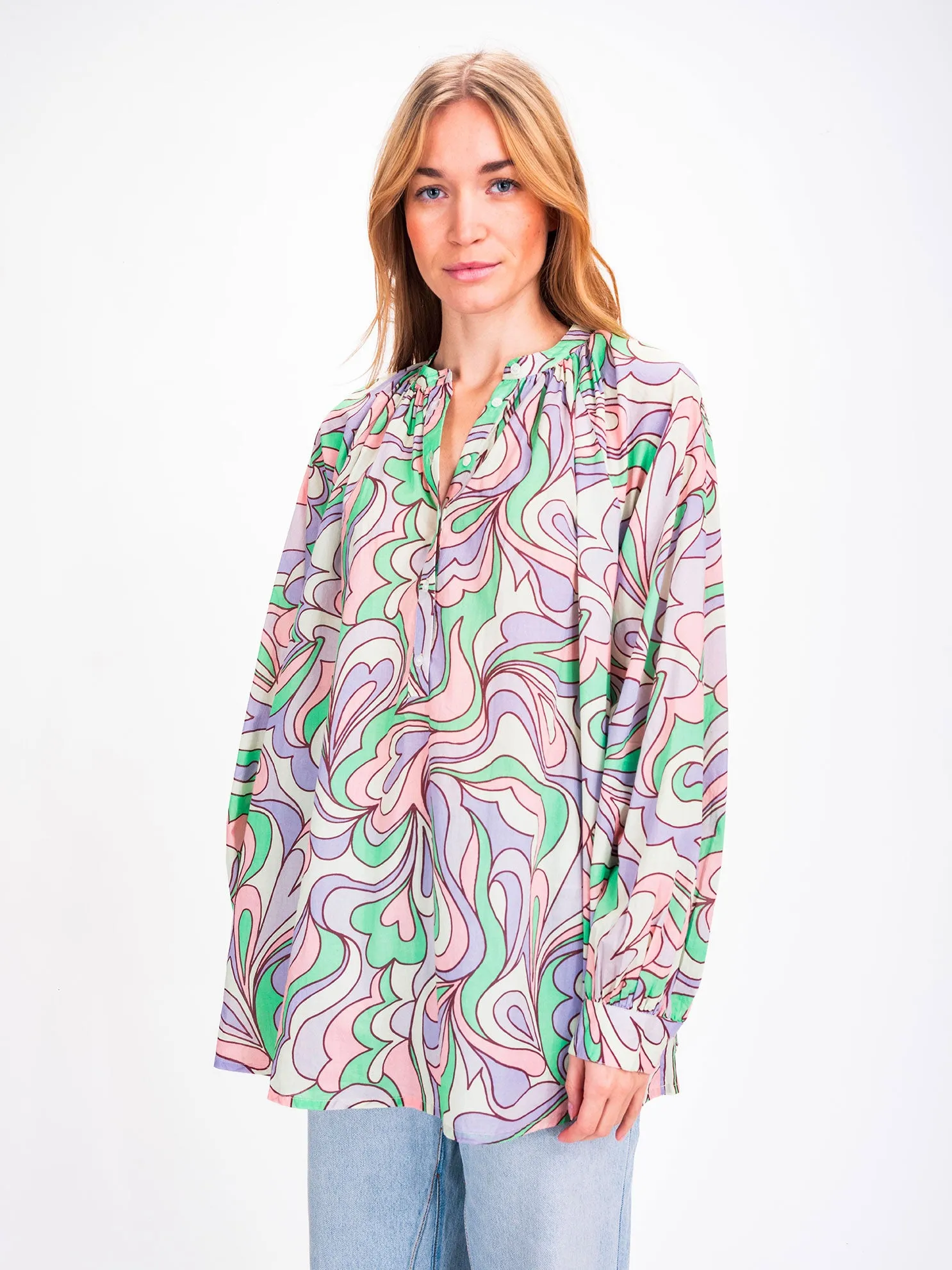 Blouse imprimée pastel Ikat