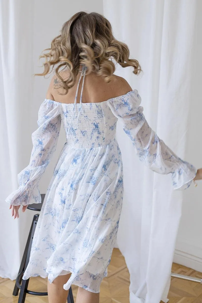 Boho Long Sleeve Camisole Off-Shoulder Chiffon Maxi Dress