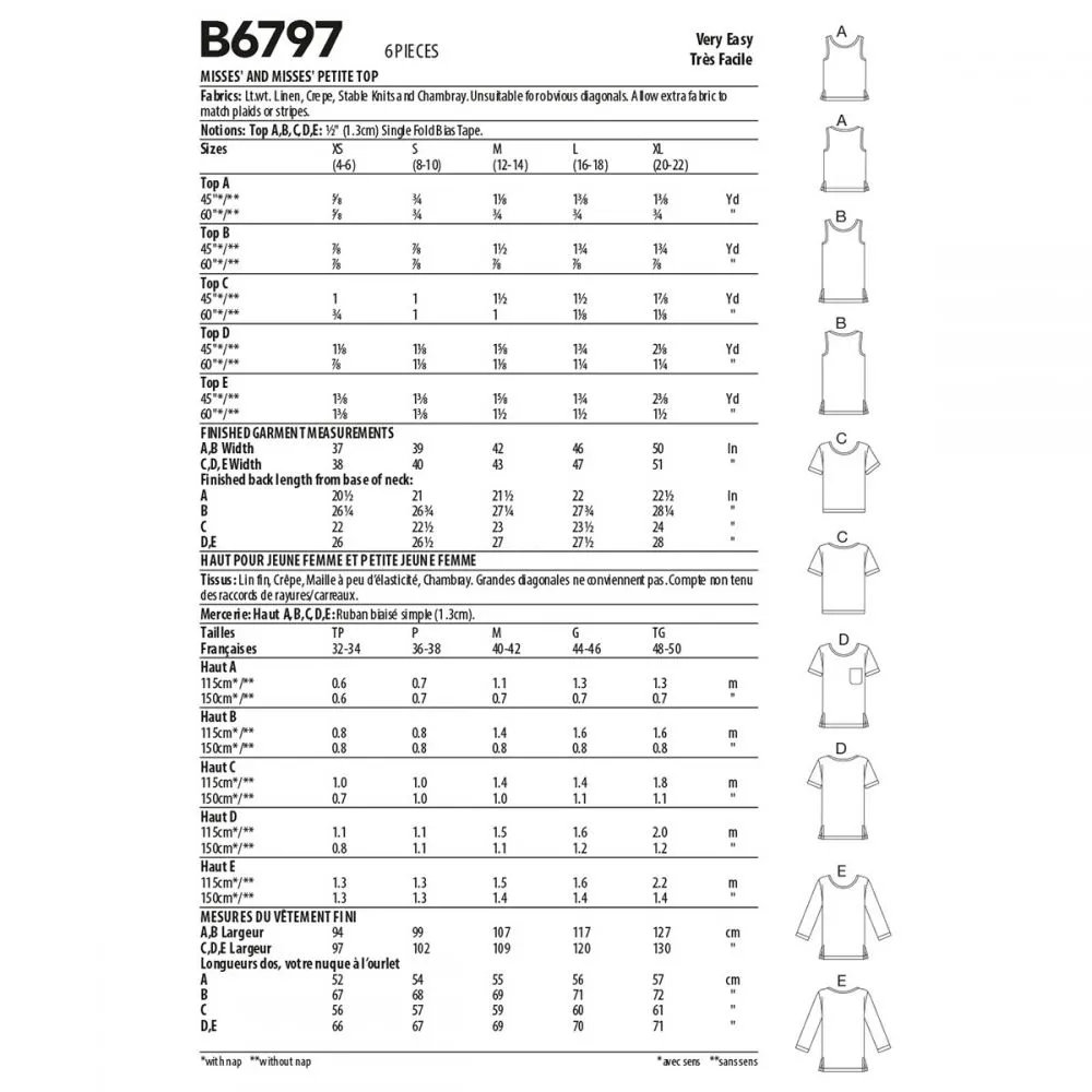 Butterick Tops and Tunics B6797