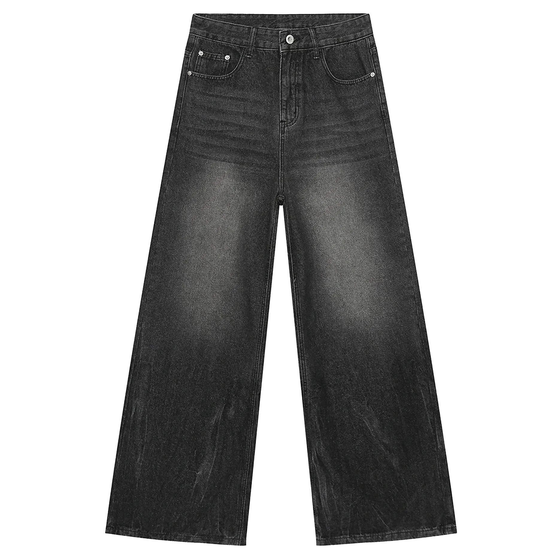 Charcoal Fade Wide-Leg Jeans