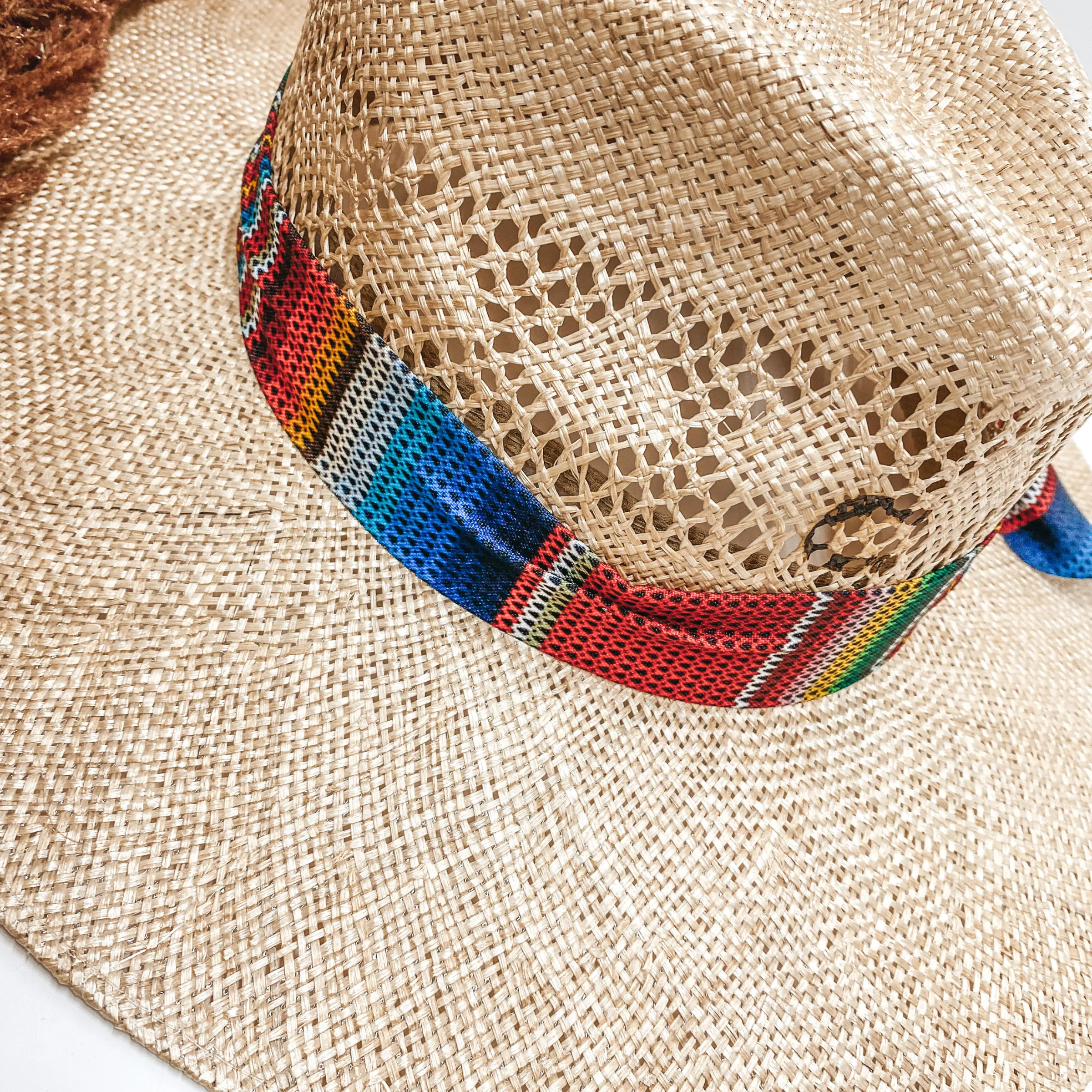 Charlie 1 Horse | Fiesta Straw Stiff Brim Hat with Serape Band in Natural