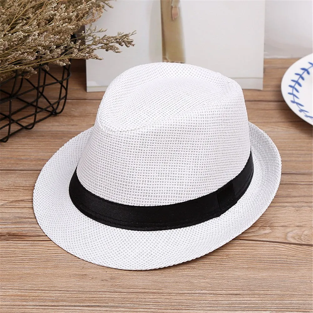 Children Kids Summer Beach Straw Hat Girls Boys Sunhat Jazz Panama Trilby Fedora Hat Gangster Cap Outdoor Breathable Hats кепка