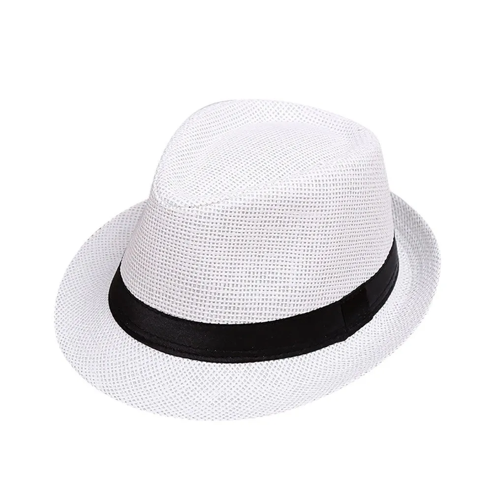 Children Kids Summer Beach Straw Hat Girls Boys Sunhat Jazz Panama Trilby Fedora Hat Gangster Cap Outdoor Breathable Hats кепка