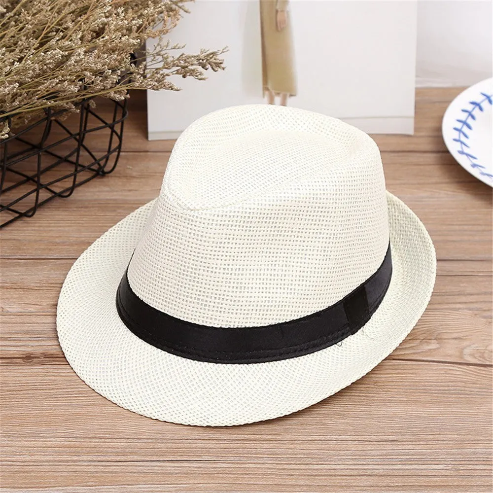 Children Kids Summer Beach Straw Hat Girls Boys Sunhat Jazz Panama Trilby Fedora Hat Gangster Cap Outdoor Breathable Hats кепка