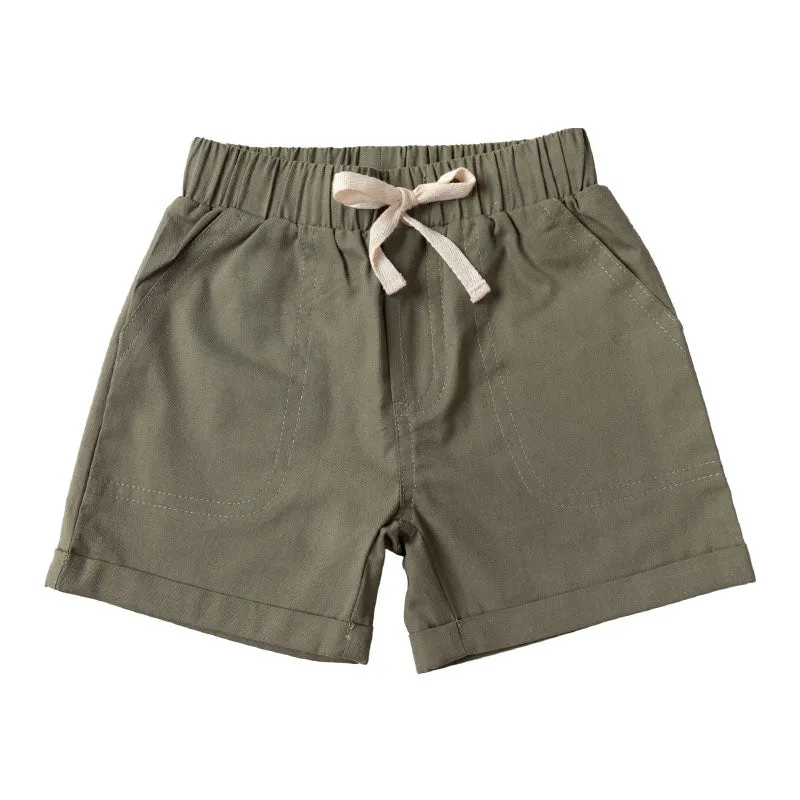 Chino Cotton Drawstring  Cuff with Pockets Shorts - Seaweed