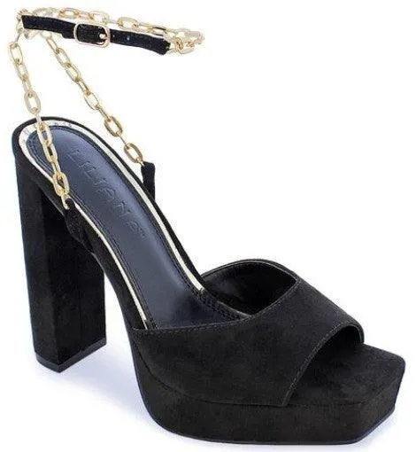 Chunky High Heel Dress Shoes with chain detail