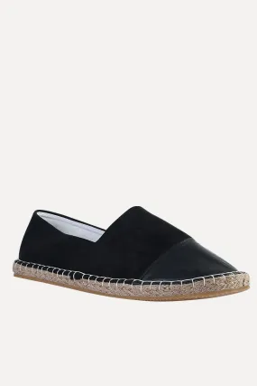 Faux Leather Top Suede Espadrilles