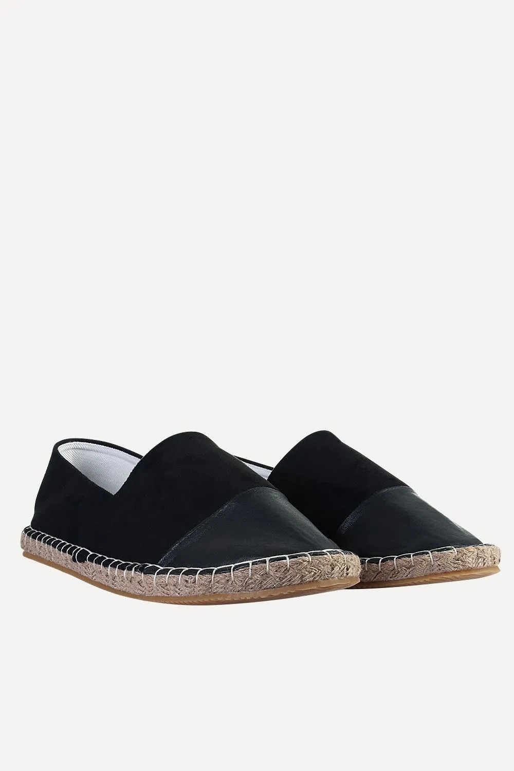 Faux Leather Top Suede Espadrilles