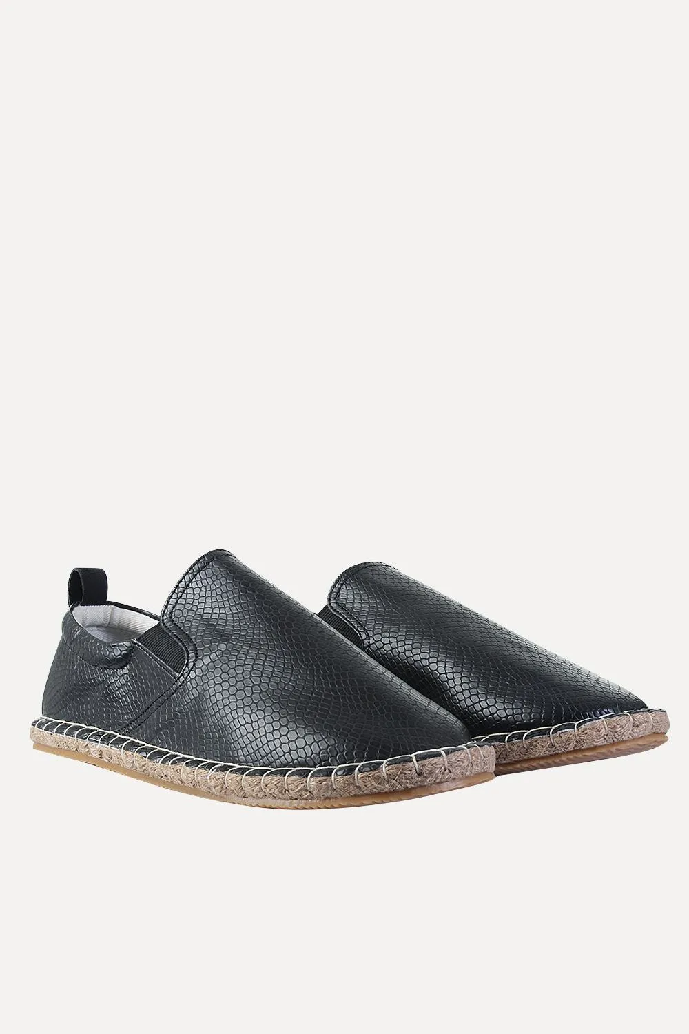 Faux Leather with Side Elastic Espadrilles