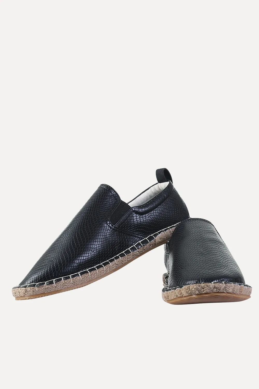 Faux Leather with Side Elastic Espadrilles