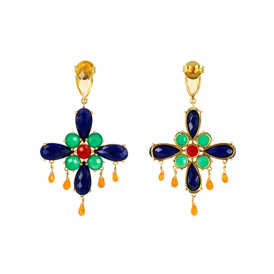 Flor del Mal Earrings Lapis