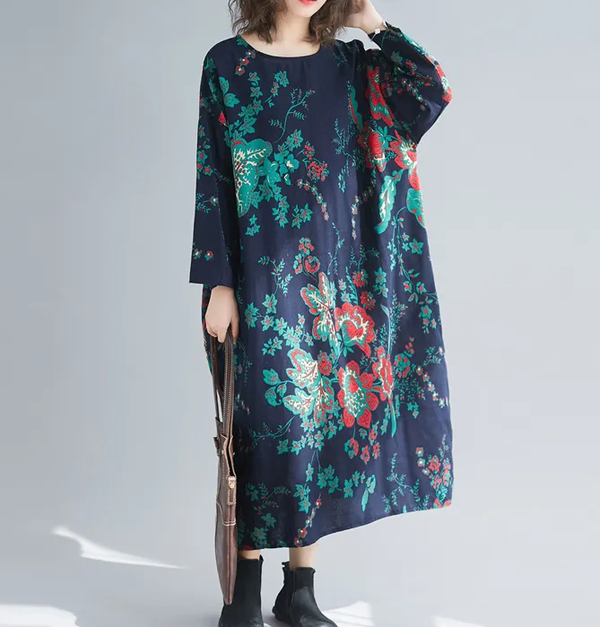 Floral Dresses Loose Fall Dresses Casual Women Dresses SSM97213