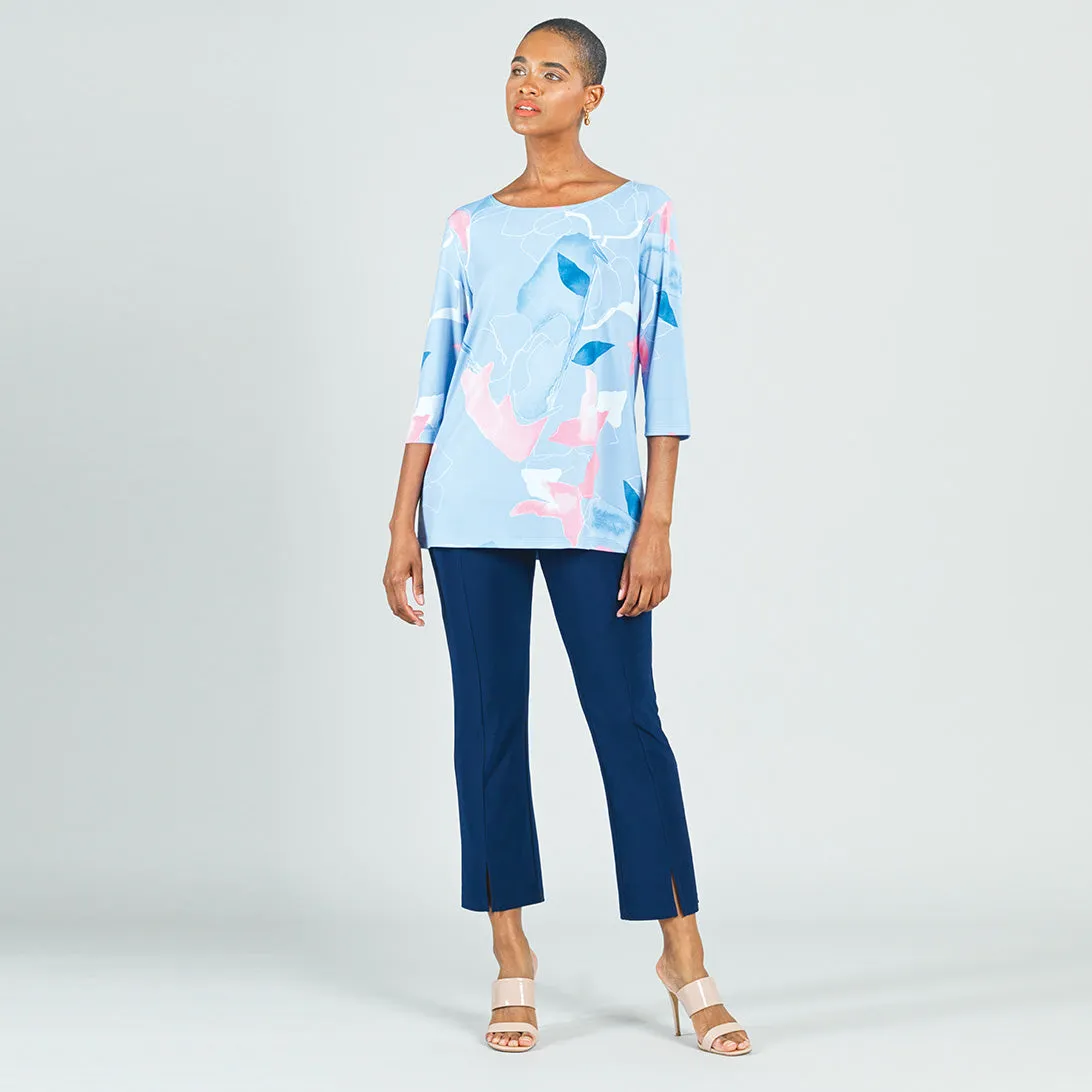 Floral Sketch Scoop Neck Tunic - Peri/Pink - Final Sale!