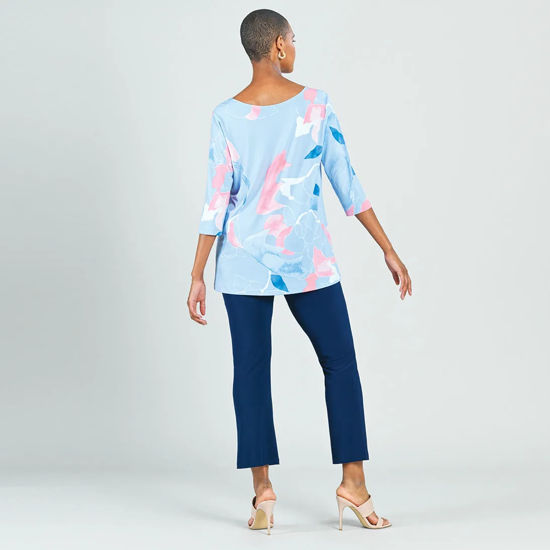 Floral Sketch Scoop Neck Tunic - Peri/Pink - Final Sale!