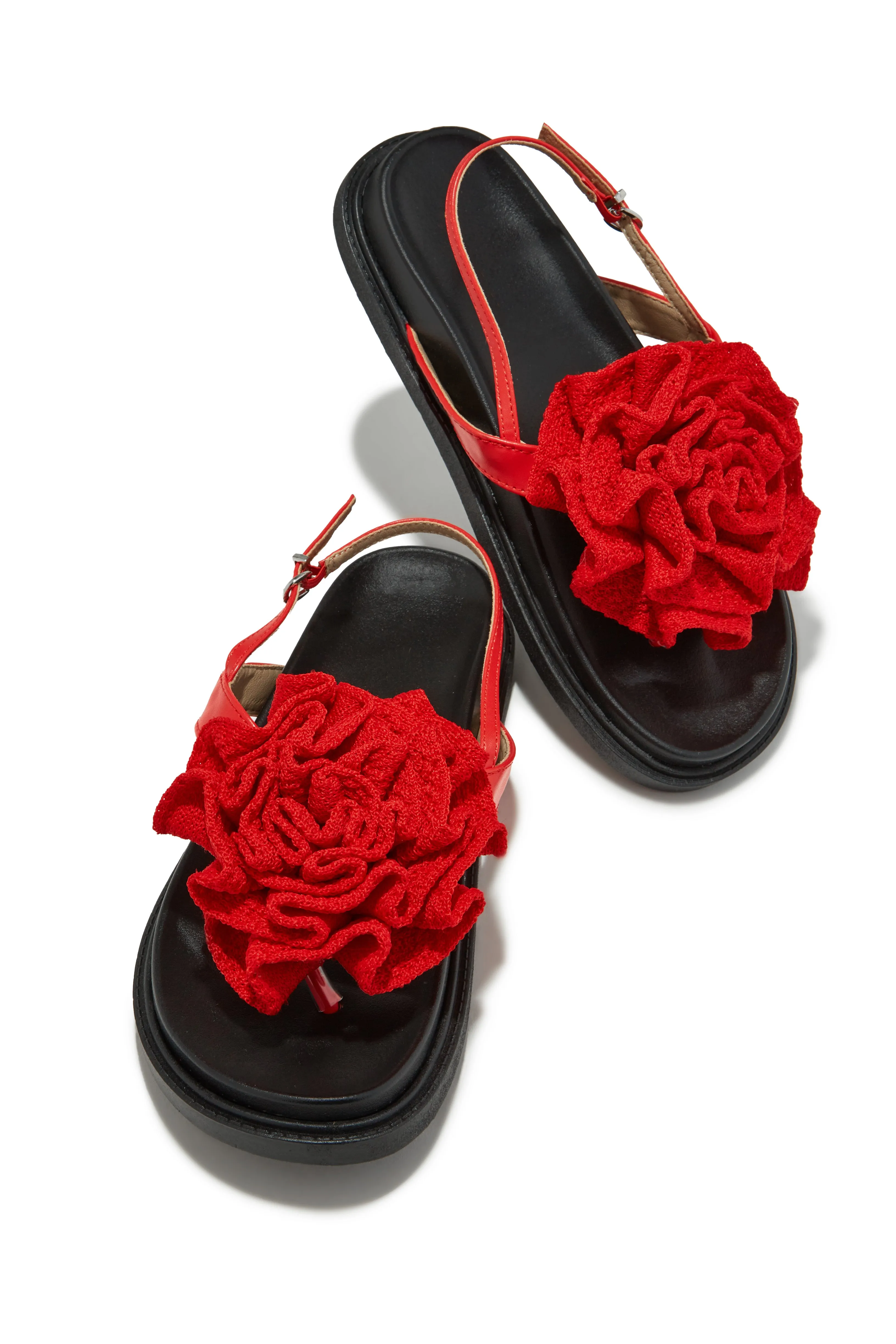 Florence Flower Chunky Sandals - Black