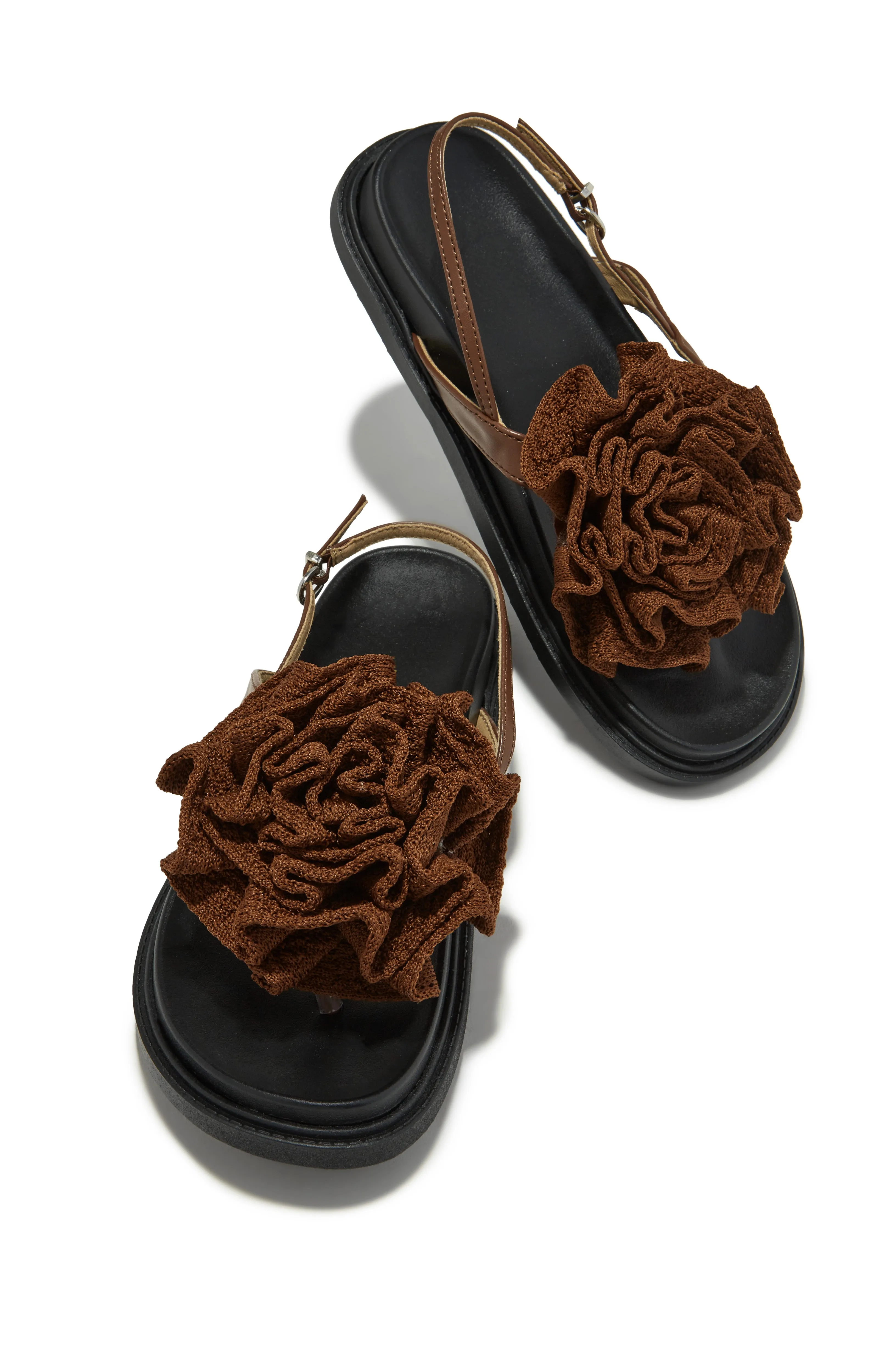 Florence Flower Chunky Sandals - Black