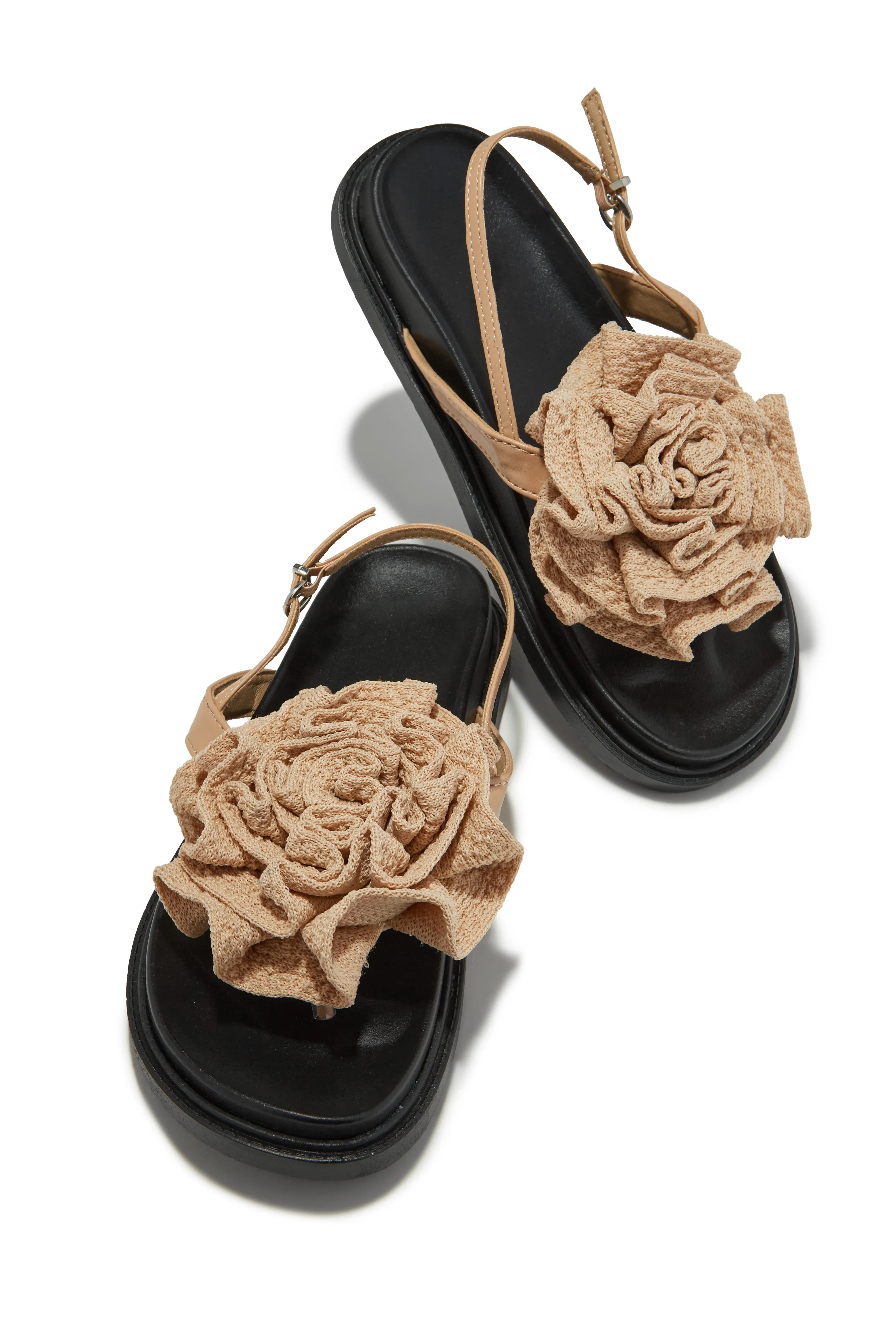 Florence Flower Chunky Sandals - Black