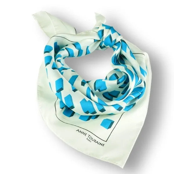 FRENCH SILK SCARF - QUBE - Teal - 27x27"