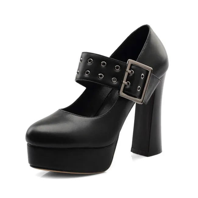 Funki Buys | Shoes | Women's Rivet Strap Platform Mary Janes