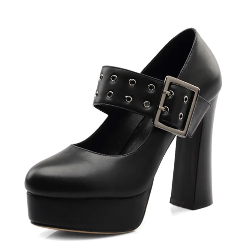 Funki Buys | Shoes | Women's Rivet Strap Platform Mary Janes