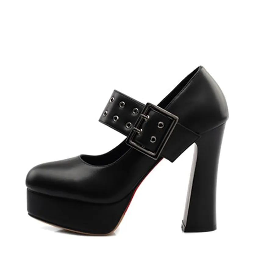 Funki Buys | Shoes | Women's Rivet Strap Platform Mary Janes