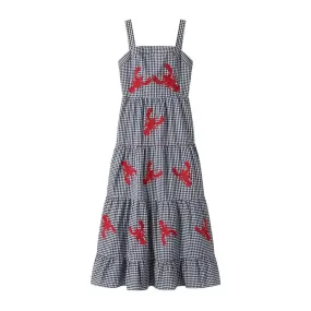 Gingham Lobster Embroidered Long Dresses