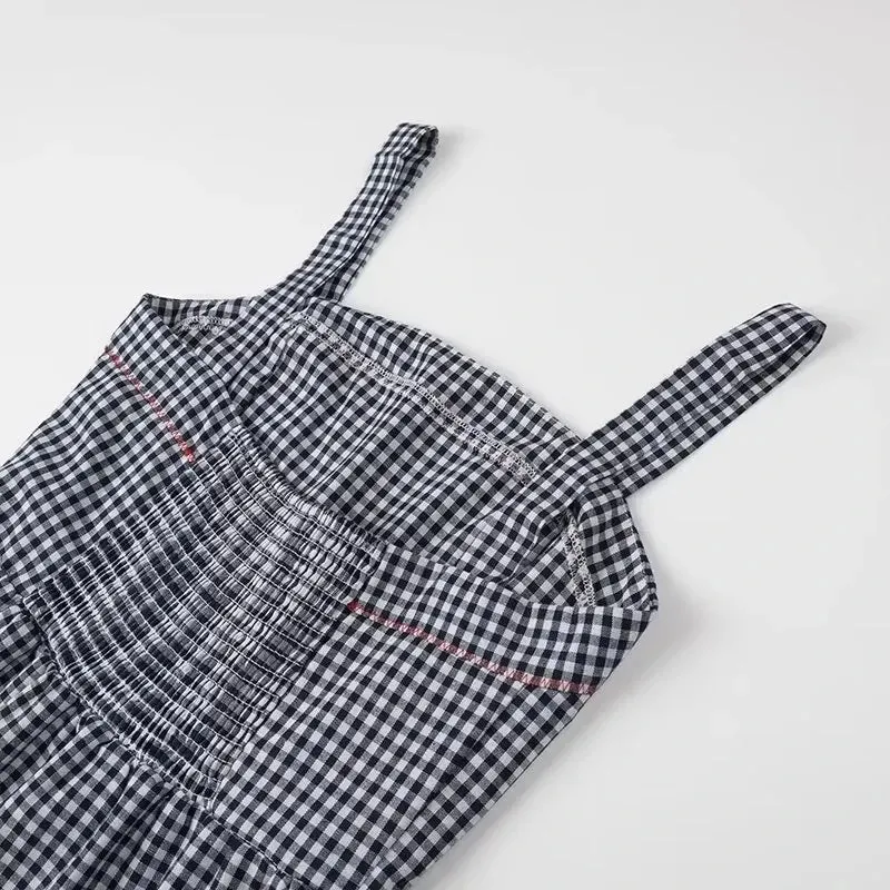 Gingham Lobster Embroidered Long Dresses