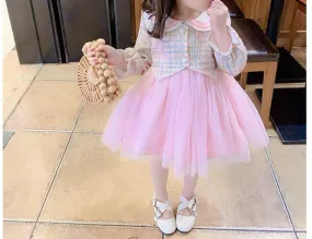 Girls Spring Dress Kids Long Sleeve Dresses for Girls Cotton Mesh Pink Princess Dress Toddler Baby Girl Clothes Vestido Children