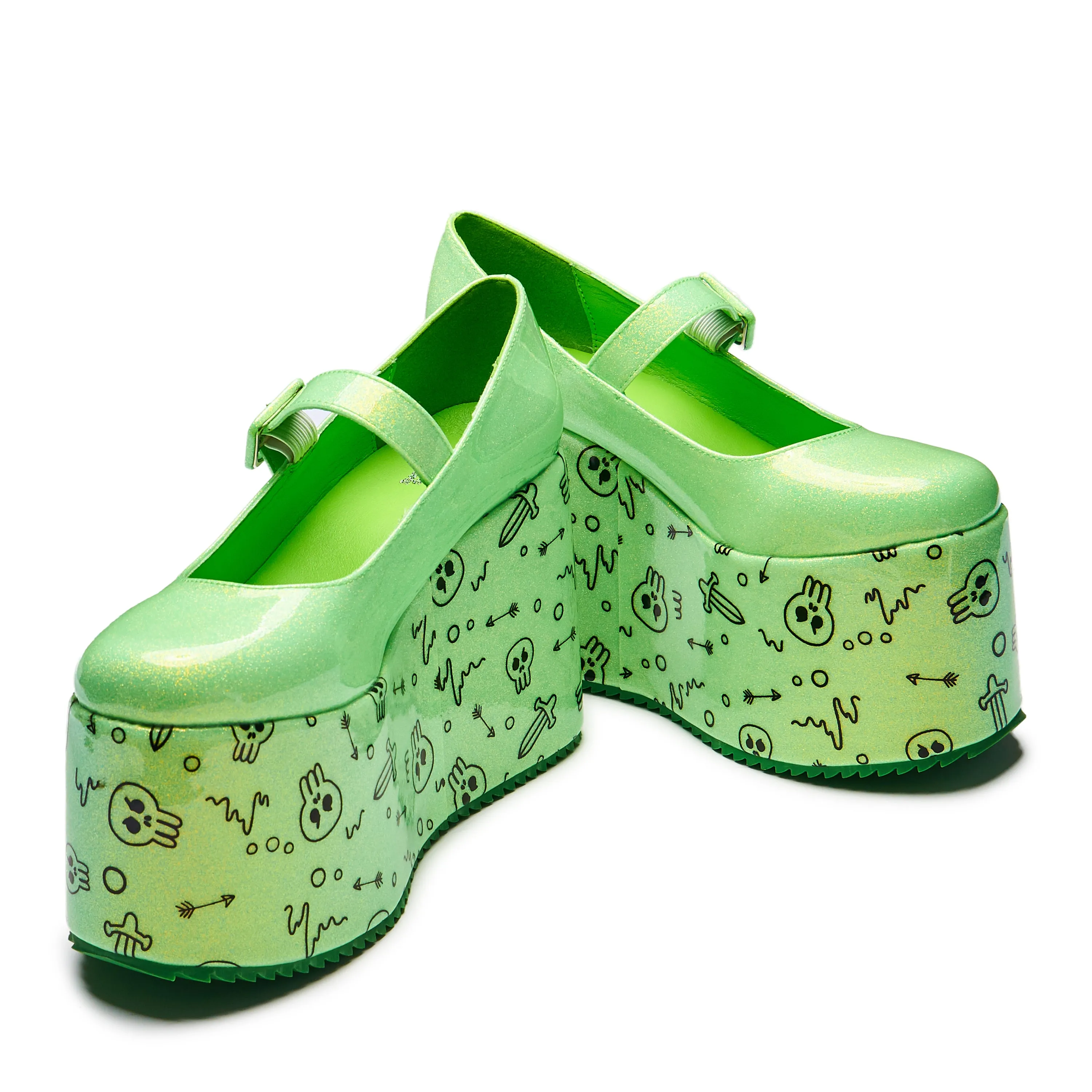 Glabagool Gelatinous Cube Wedge Mary Janes - Green