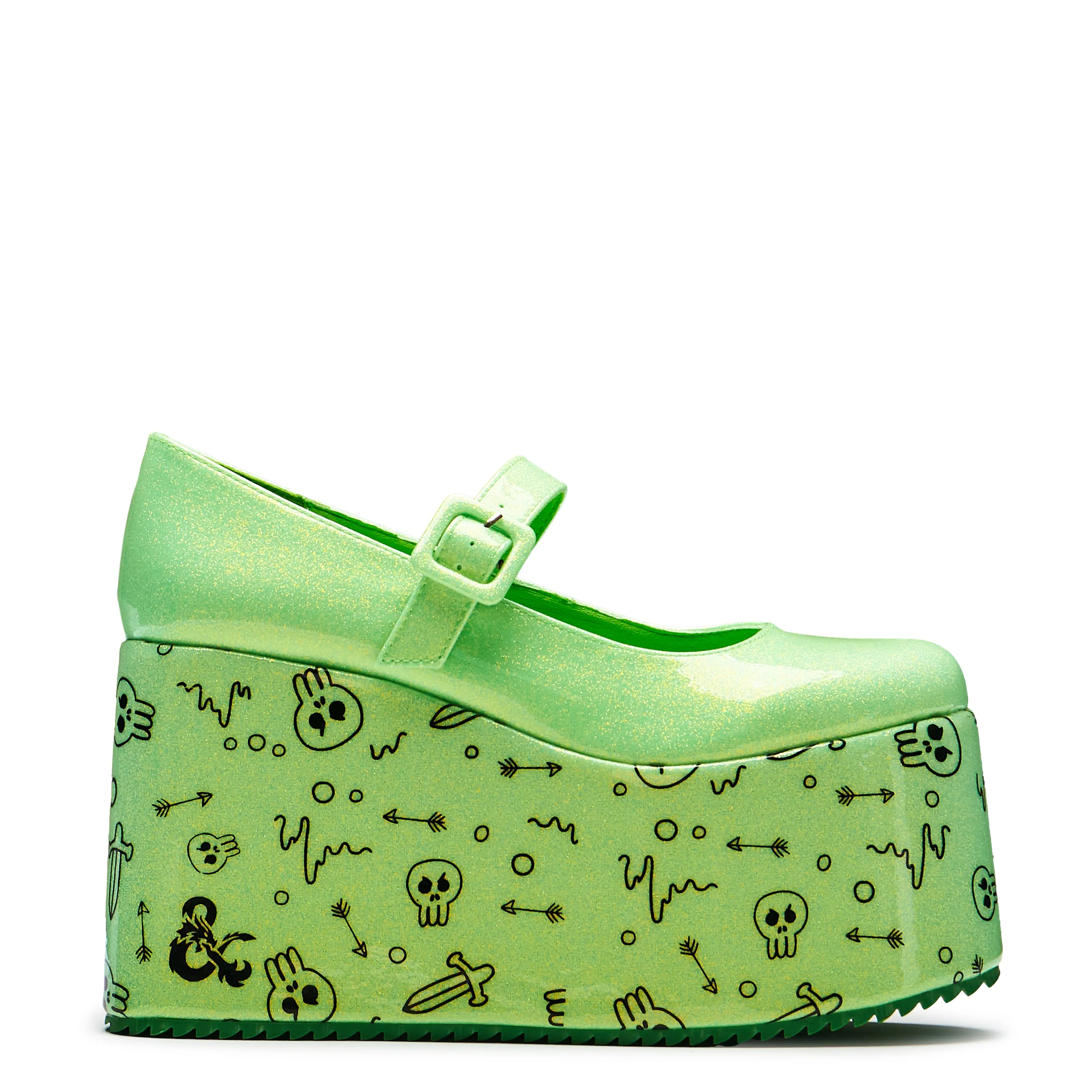 Glabagool Gelatinous Cube Wedge Mary Janes - Green