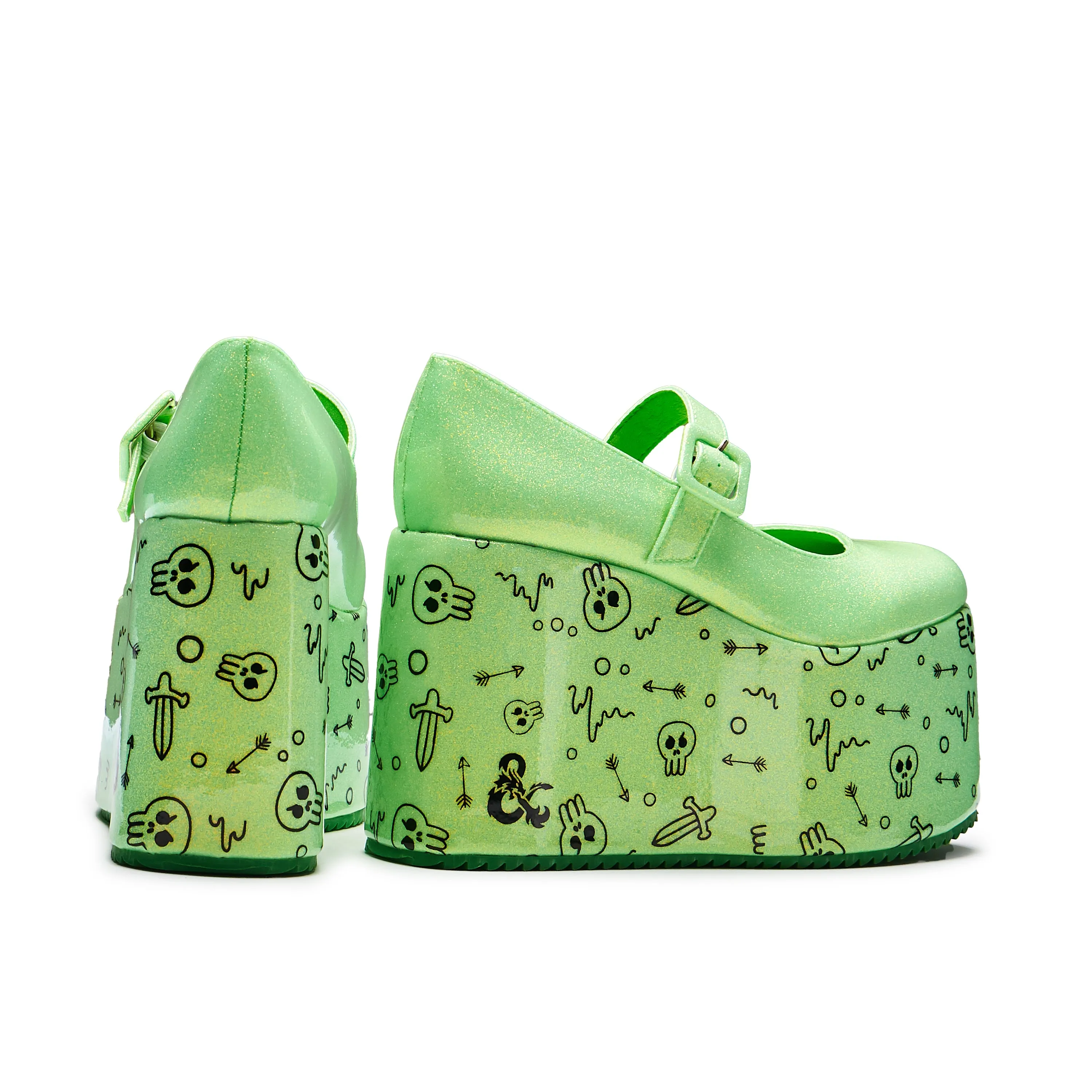 Glabagool Gelatinous Cube Wedge Mary Janes - Green