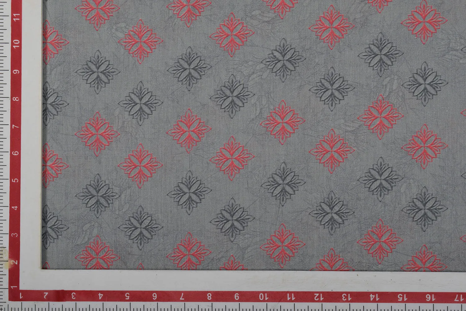 Grey Printed Cotton Cambric Fabric