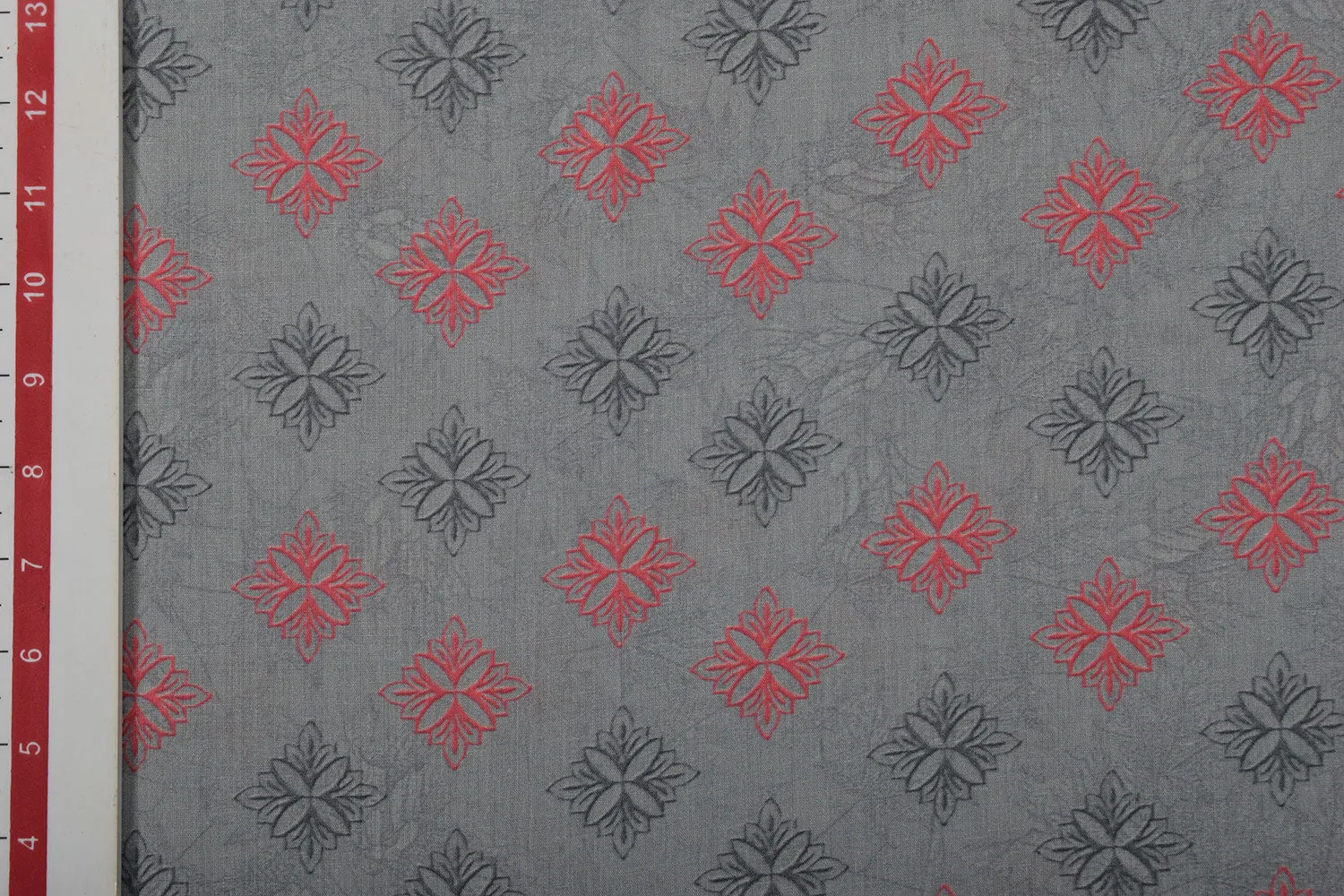 Grey Printed Cotton Cambric Fabric