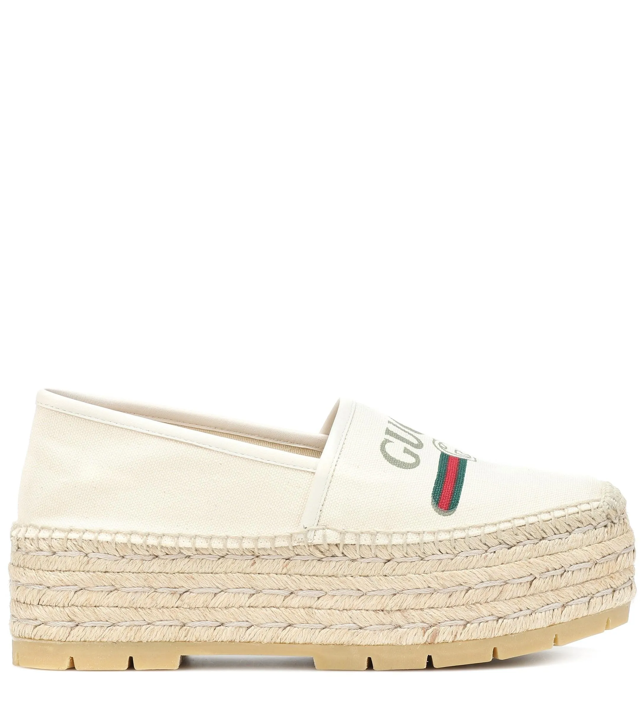 Gucci Logo Platform Canvas Espadrilles