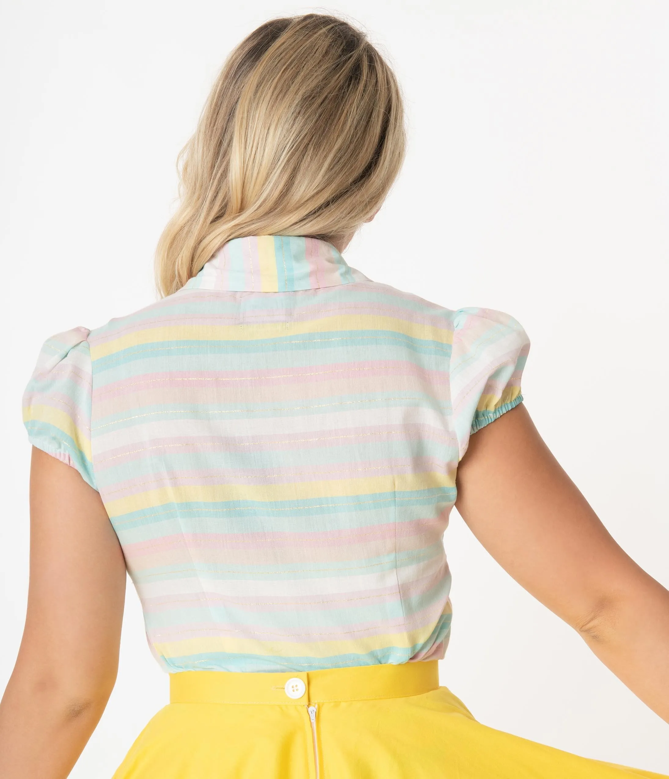 Hell Bunny Pastel Rainbow Stripe Blouse