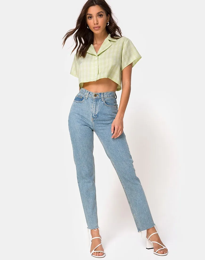 Indiana Cropped Shirt in Sage Check