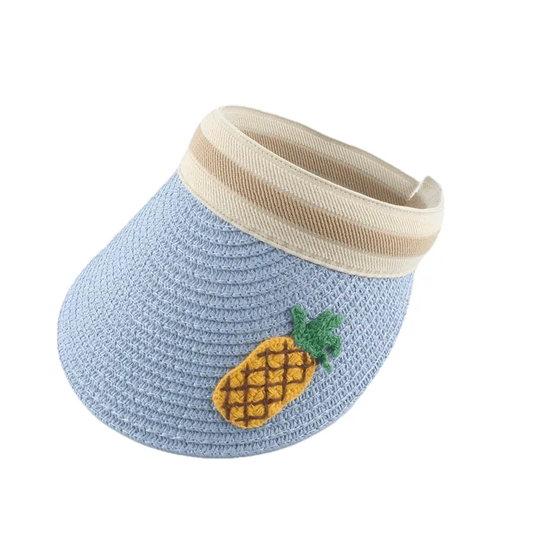 Kids Cartoon Straw Fruit Embroidery Summer Hat UV Protection