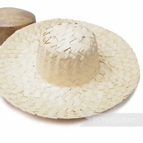 Large Check 1x1 Strip Straw Capeline Hat Body - 12"