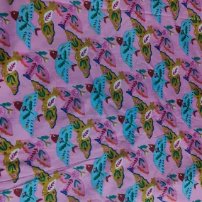 Lil Birdy Pink Cotton cambric 44 inches width Fabric per meter