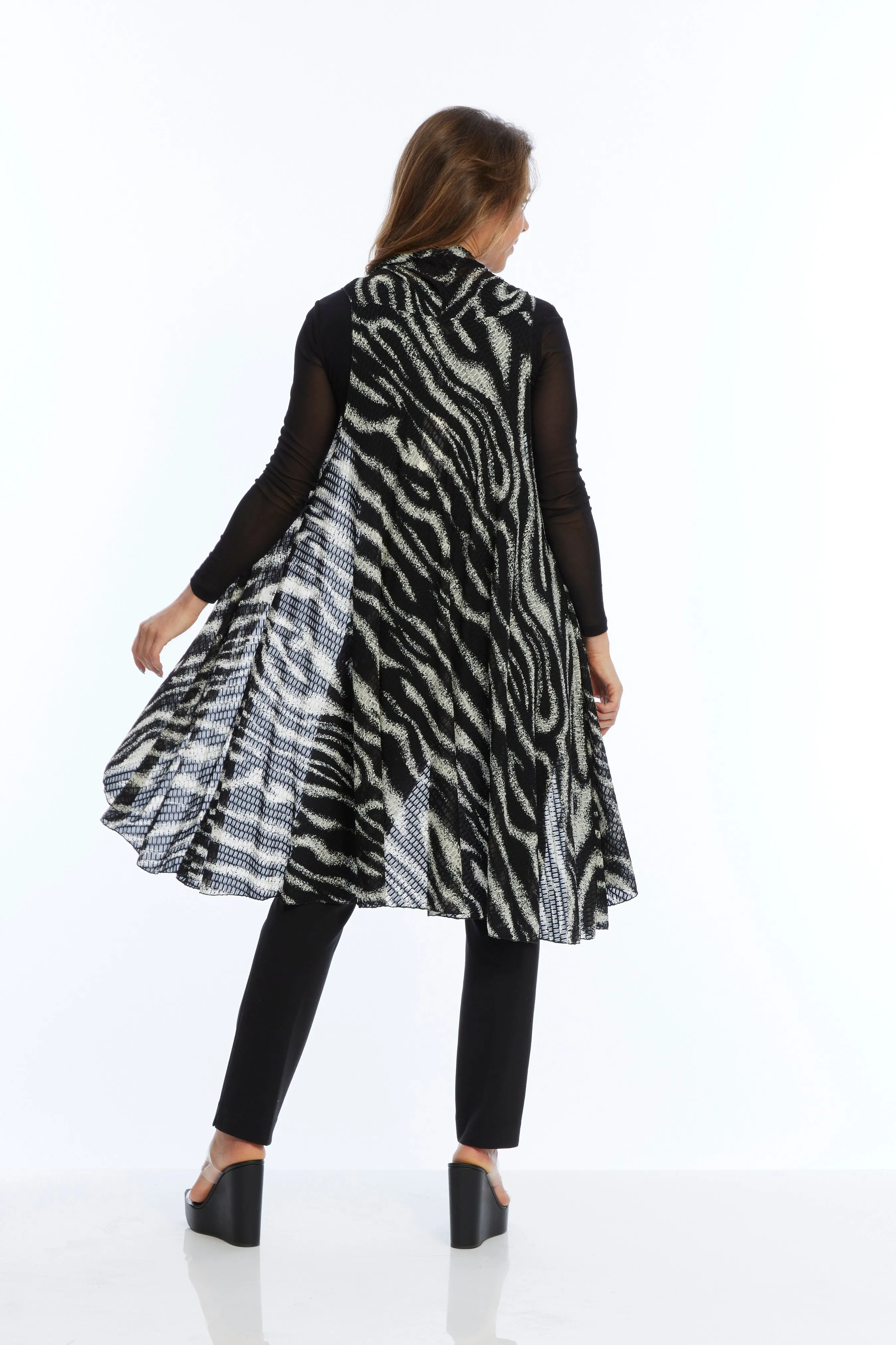 Long sleeveless Zebra Animal Print Mesh Vest | LIOR