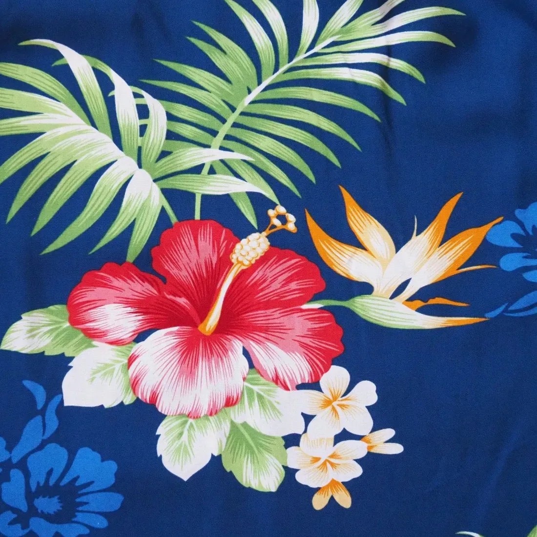 Passion Navy Blue Hawaiian Rayon Fabric by the Yard