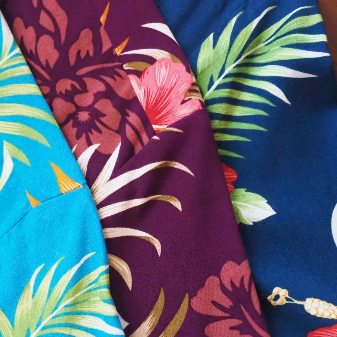 Passion Navy Blue Hawaiian Rayon Fabric by the Yard