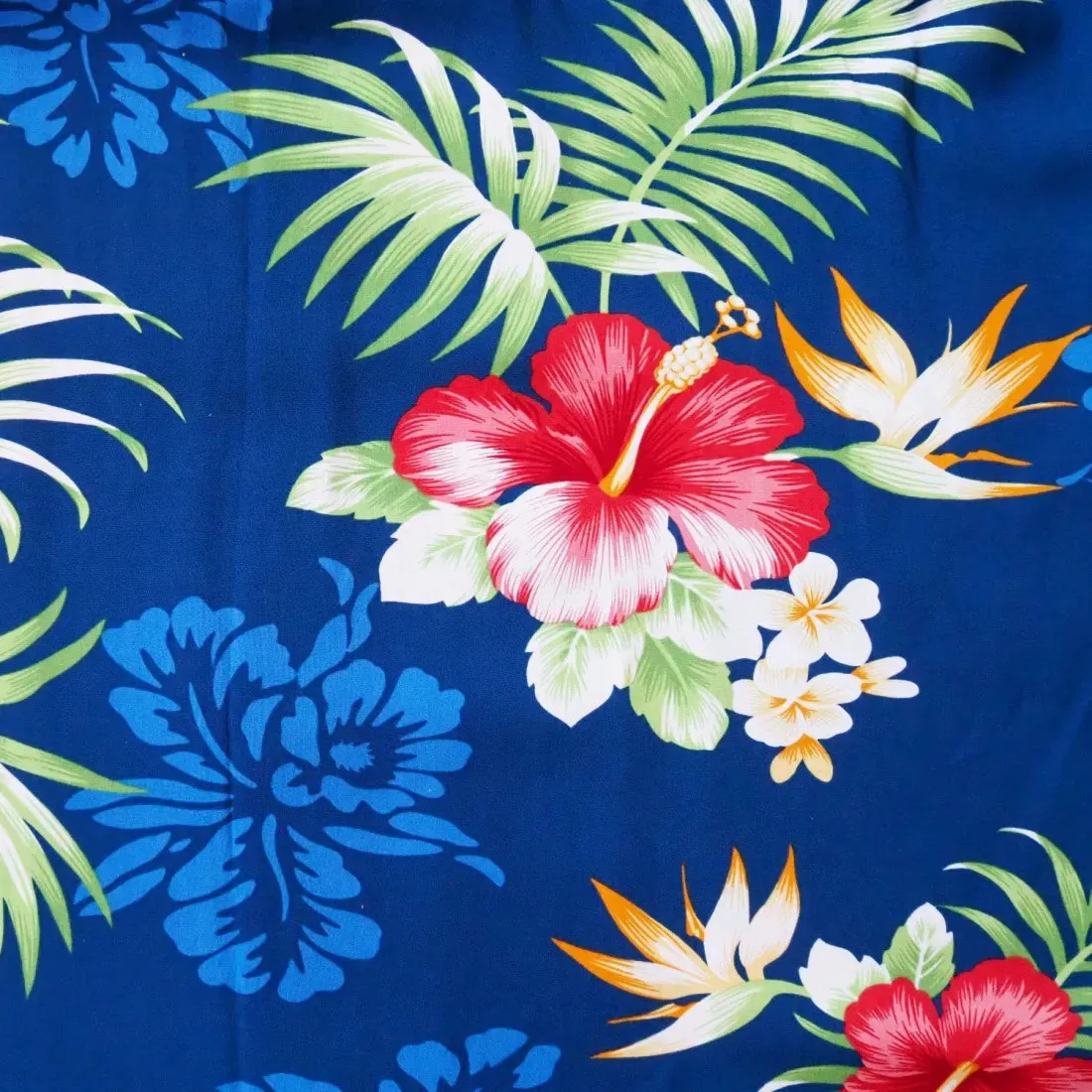 Passion Navy Blue Hawaiian Rayon Fabric by the Yard