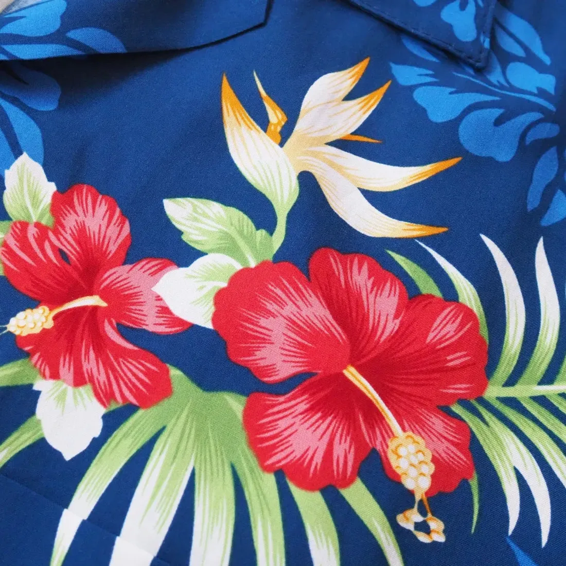 Passion Navy Blue Hawaiian Rayon Fabric by the Yard