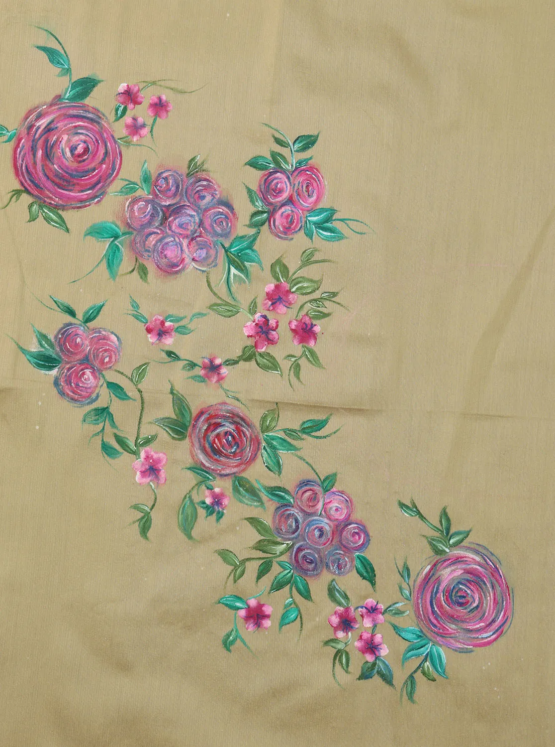 Pastel Cotton Silk Blouse Fabric: Hand Painted - 1 Mtr